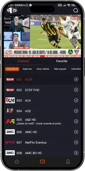 Soporte de canales de TV